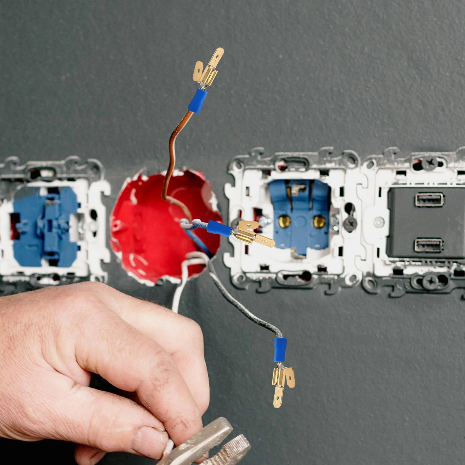 

25Pcs Electrical Terminals Insulated Spade Connectors Crimp Wire Connectors Kit for Marine Industrial Electrical Projects