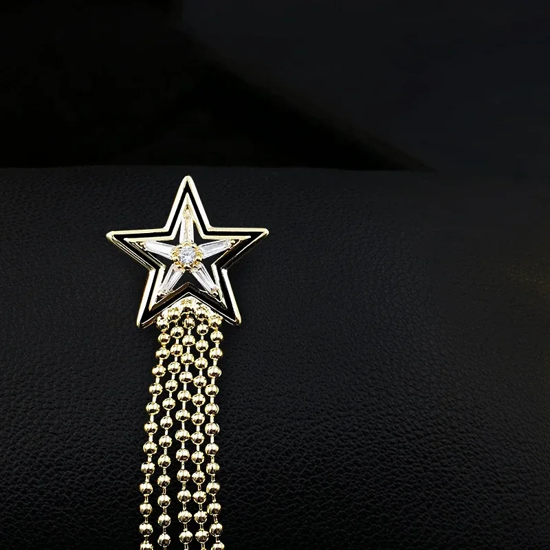 1790 Meteor Phantasy Star Tassel Small Brooch Niche Design Anti-Exposure Cardigan Buckle Women Suit Neckline Collar Pin Jewelry