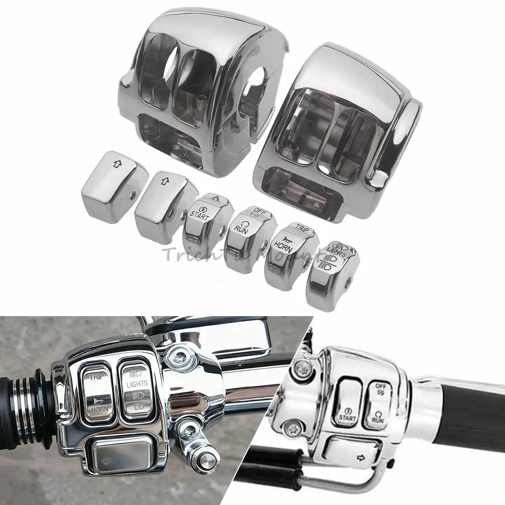 

Motorcycle Switch Housing Handlebar Control Button Cover Caps Kit For Harley Sportster Iron 883 1200 Softail Dyna 2011-2022
