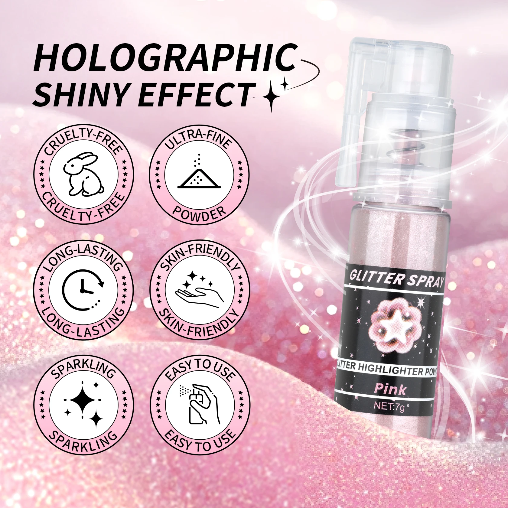 ボディグリッタースプレー 光沢のある髪と体用 フェイスグリッターパウダー 長持ちする輝き ハロウィン クリスマス コンサートアクセサリー用