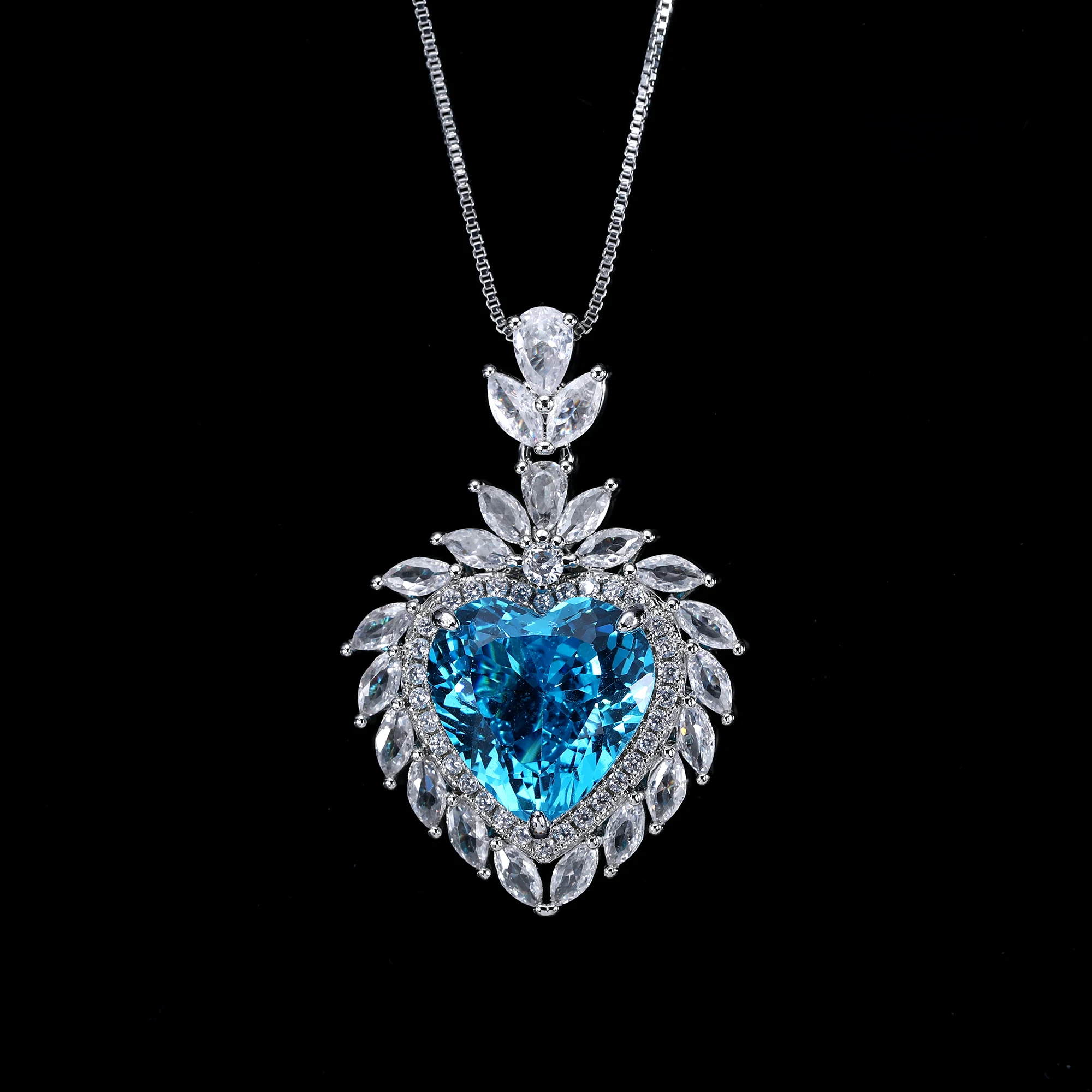 

Параиба синего цвета кулон в форме сердца ожерелье циркон сплавный камень ювелирное ожерелье женский подарок на день Святого Валентина