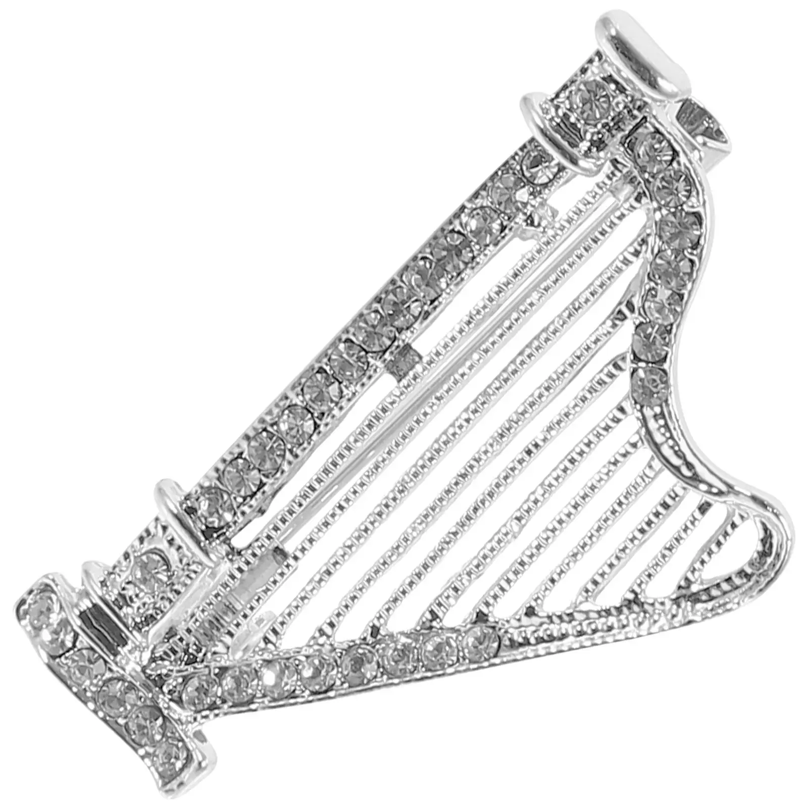 

Harp Brooch Rhinestone Instrument Alloy Pin for Women Men Suits Hats Bags Fashion Accessories Chic Jewelry Gift