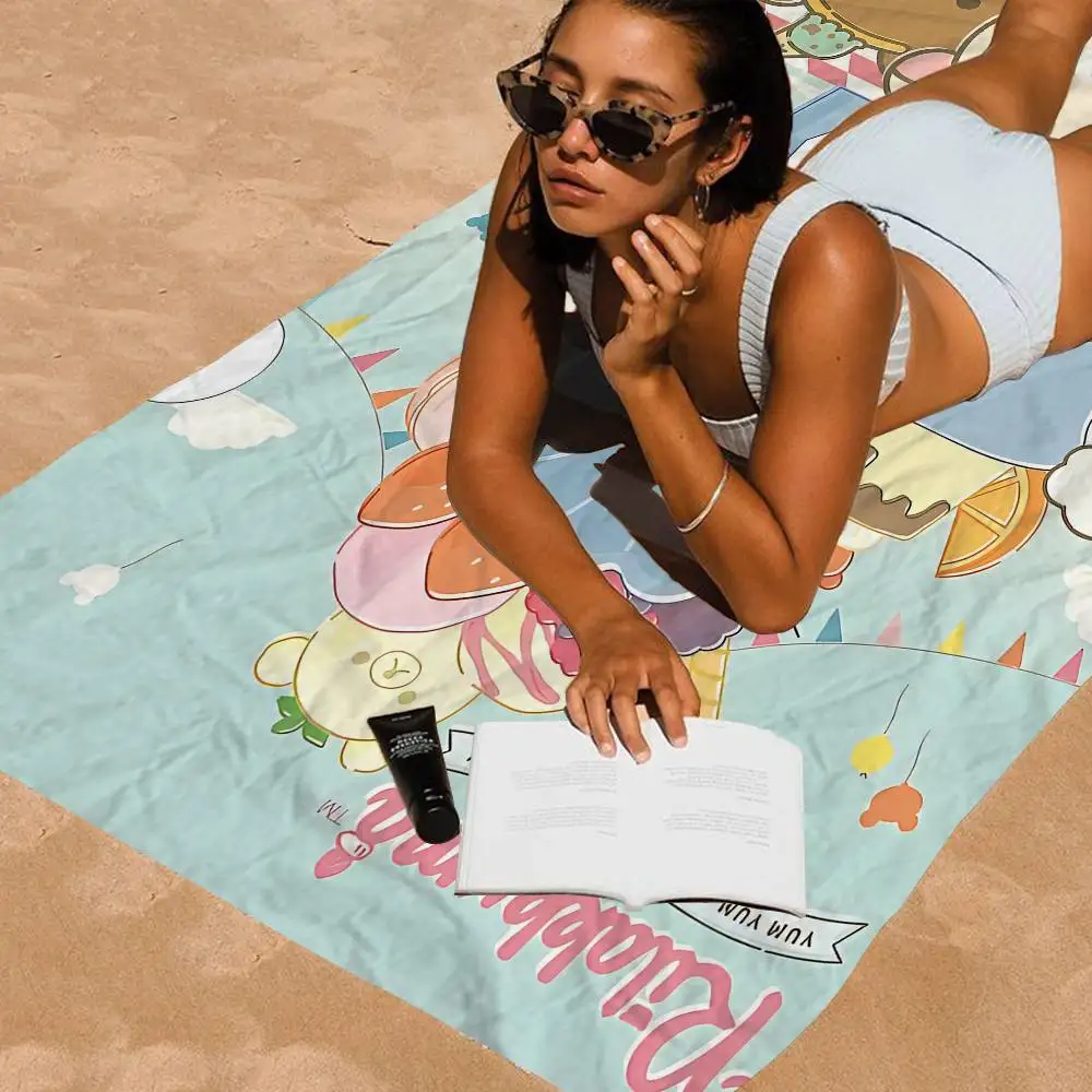 Cute Cartoon Rilakkuma Big Microfiber Beach Towels Quick Dry Towel Sand Beach Towels Pool Towel for Travel Swim Pool Yoga