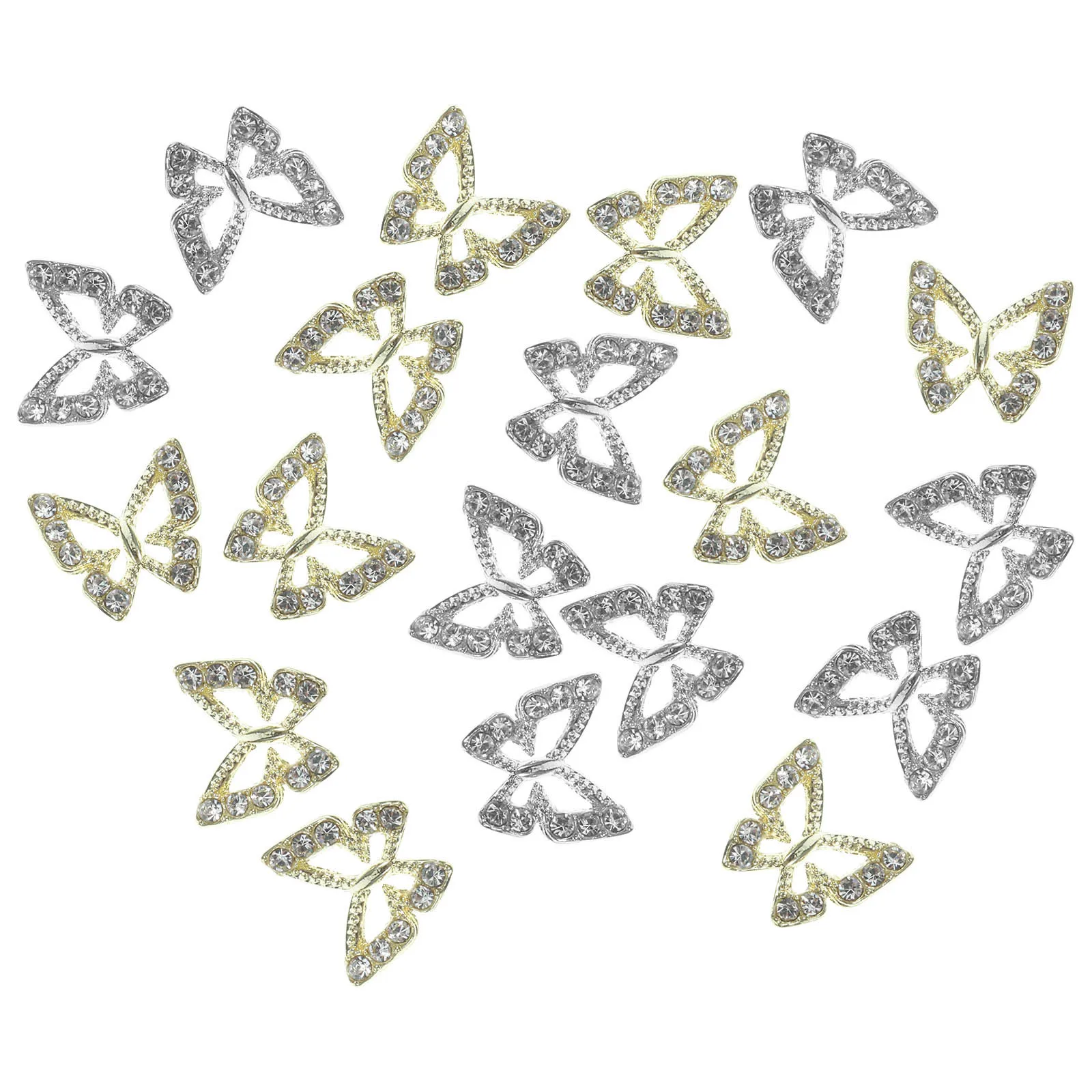 20Pcs Nail Art Charms Butterfly Rhinestone Gems Women Manicure Decorations Christmas Party Supplies Nail Charms