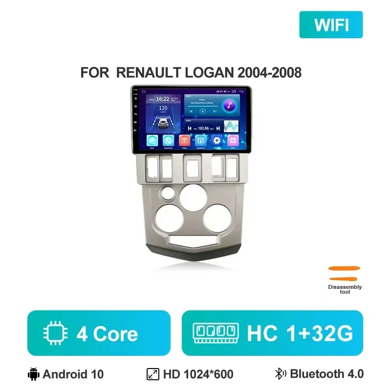 Autoradio Voor Renault Logan L90 2004 2005 2006 2007 Android 12 Multimedia Video Player GPS 4G Carplay autoradio Head Unit