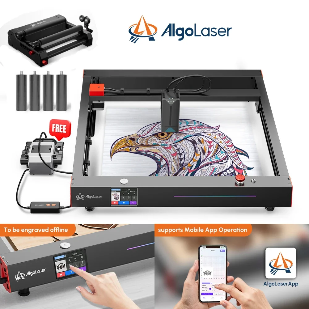 Algolaser Delta 22W Laser Engraver Cutter with 3.5 Inch Touch Screen and Free Air Assist Desktop Machine for Wood Metal Acrylic