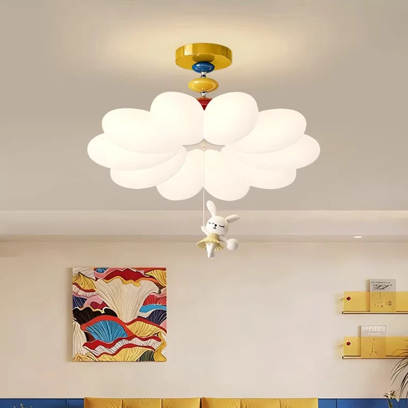 Cream Style Children's Room Flower Ceiling Lights Colored Memphis Boy Girl Bedroom Lamp LED Warm Nursery Baby Room Ceiling Lamps