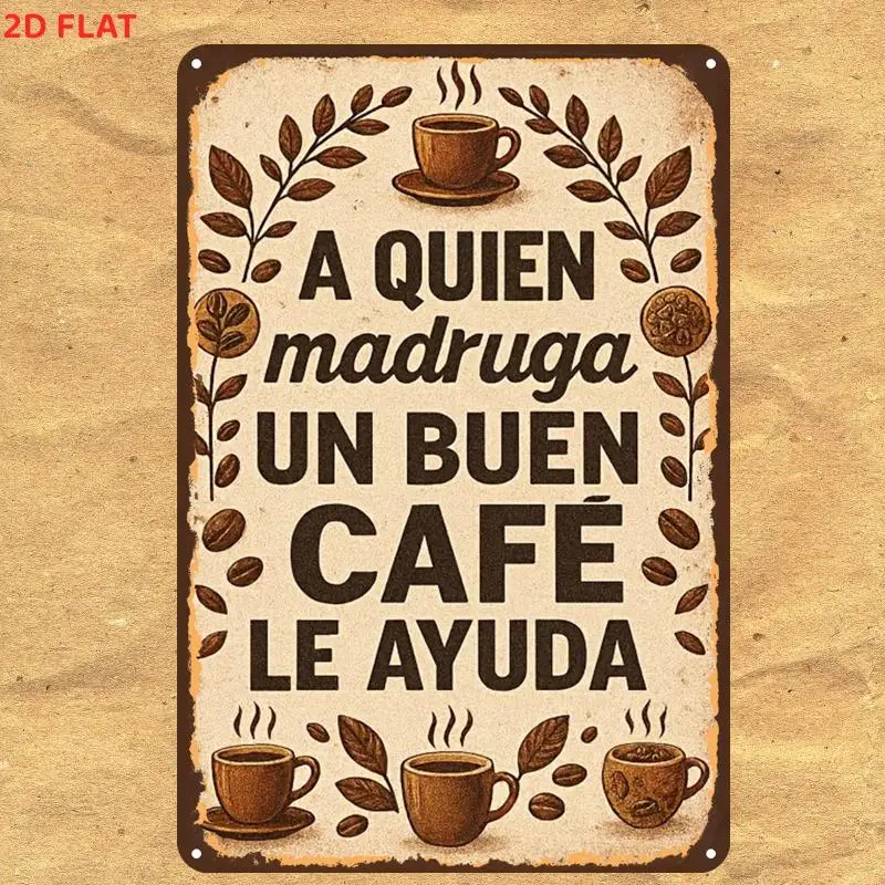 2D Flat, 2D Flat,1pc,RetroCoffee Lover Gift SignMetal Iron Sign, Pre-Drilled Holes, Suitable for Indoor, Garden,Outdoor, Home, O
