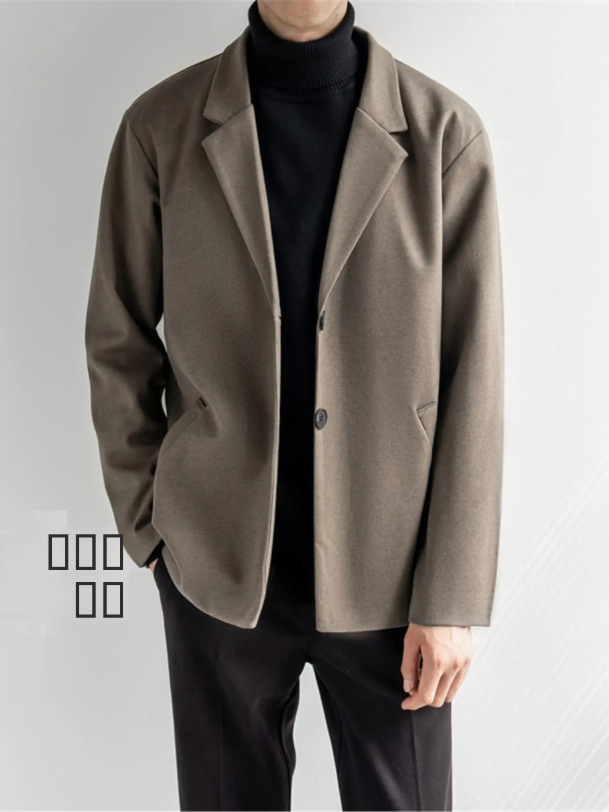 

Men's Woolen Suit Jaet Autumn Winter Faionable Casual ort Thiened Korean Version Loose Fit Busin Casual Sle