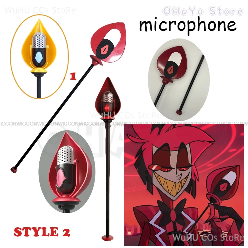 

Yume/ 2025 Hasbin Cos Hotel Alastor Cosplay Wig Headgear Glasses Cos Alastor Microphone Props Halloween Carnival Party Hazubin