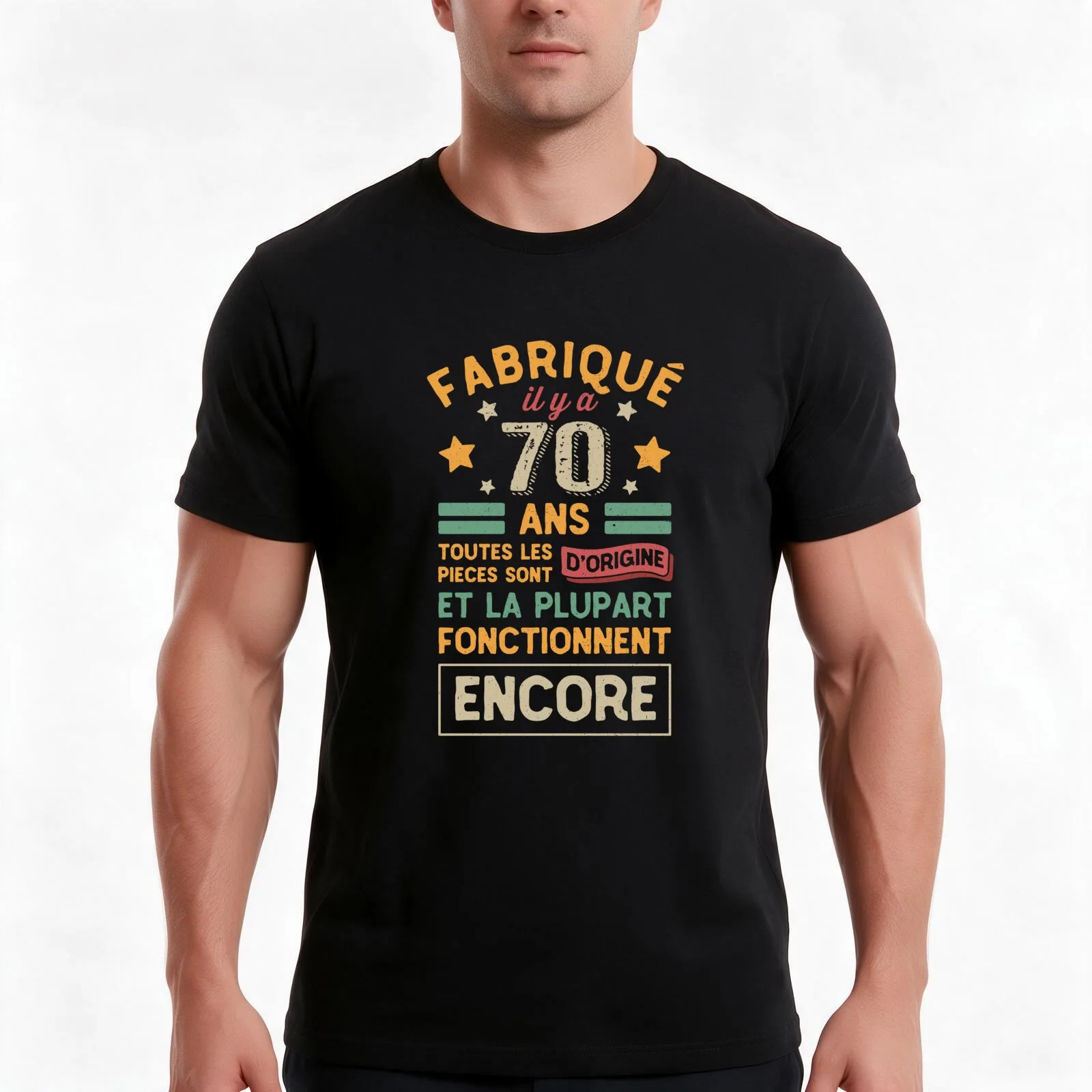 Fabriqué il y a 70 ans - Cadeau Anniversaire Marrant Papy T-Shirt Summer Casual Cotton Tee Oversized Streetwear Tops
