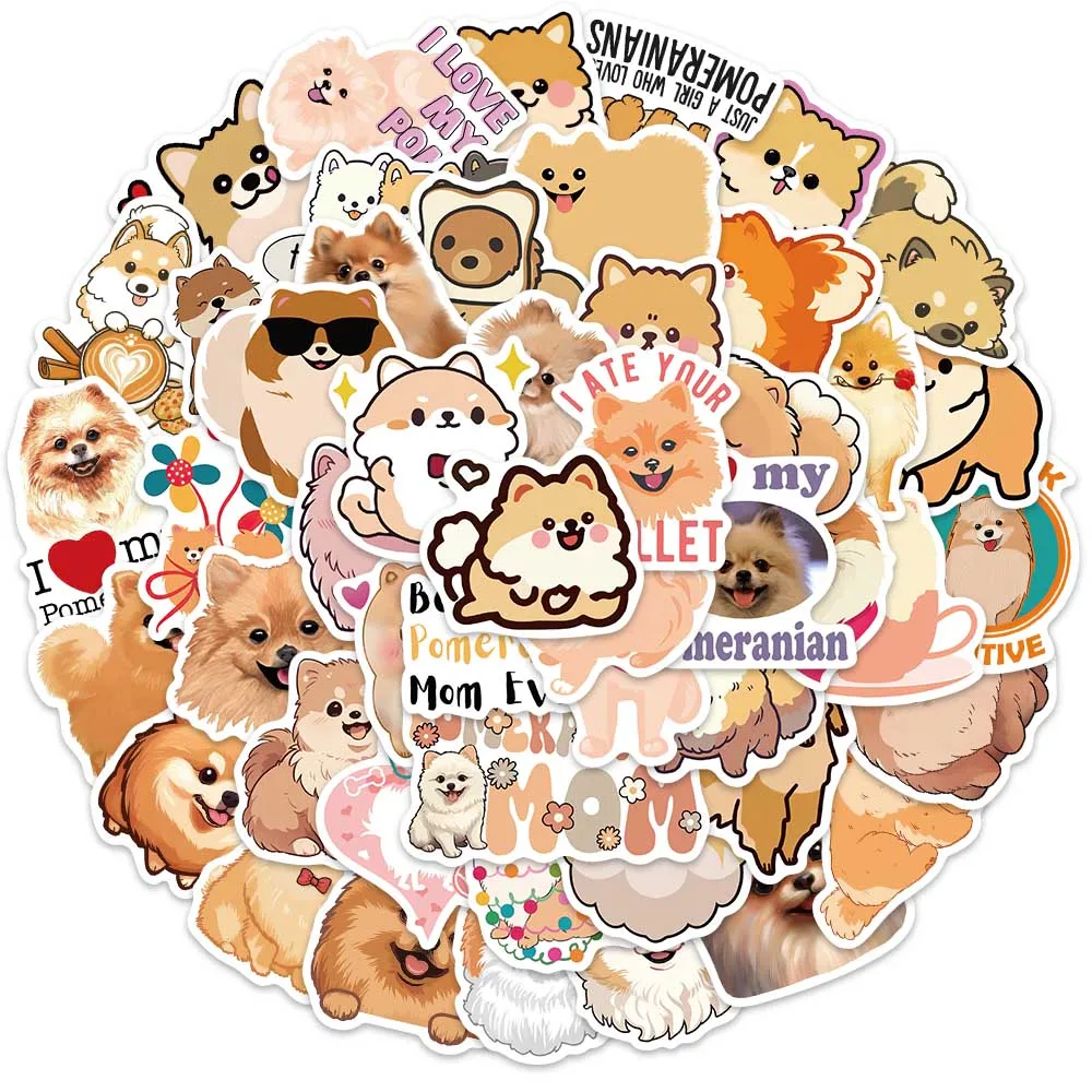 50 Stuks Schattige Pomeranian Hond Sticker Damon Graffiti Stickers Voor Laptop Bagage Telefoon Shell Plakboek Koelkast Prachtige Stickers