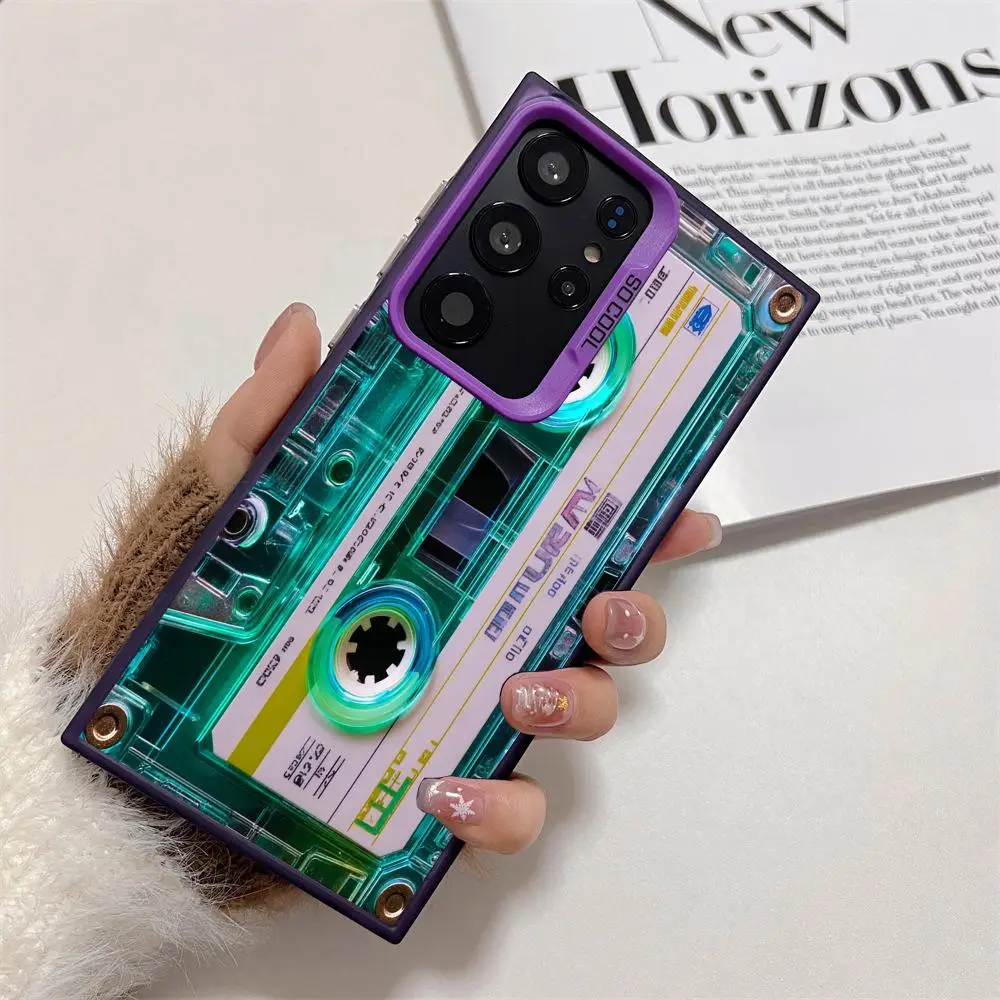 Creative cassette pattern phone case suitable for Samsung Galaxy S26 S25 S24 S23 S22 S20 FE/Ultra/Plus anti drop and shockproof