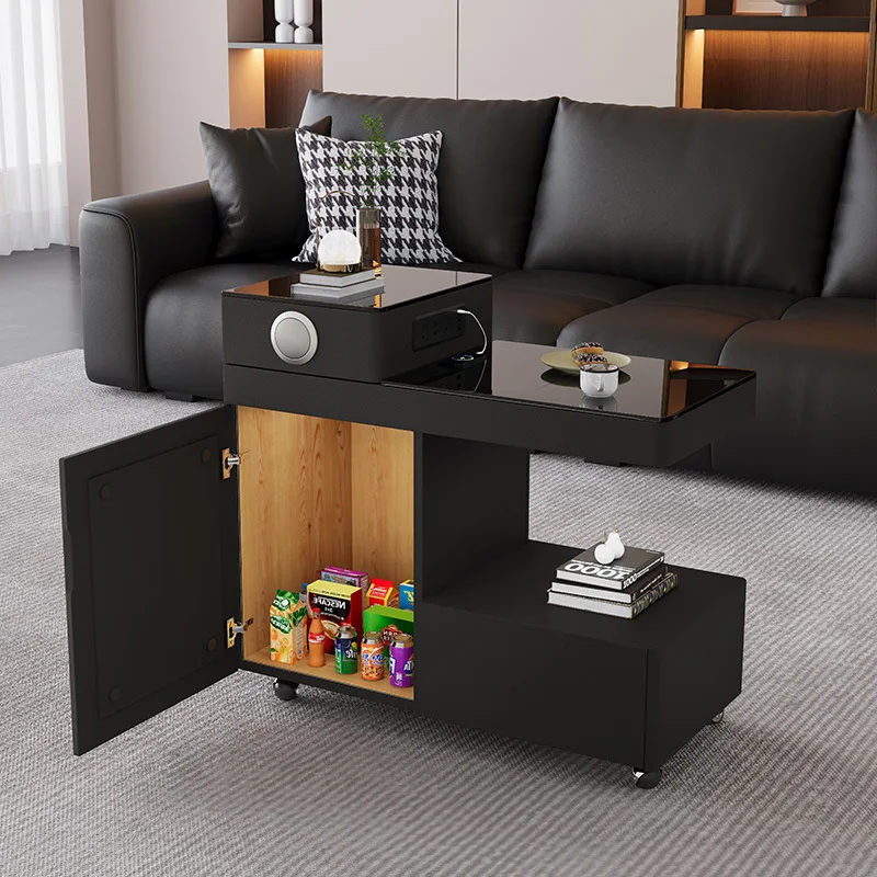 Movable coffee table small apartment multi-functional side cabinet Boil water and make tea Bluetooth stereo Side sofa Tea