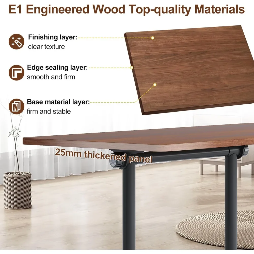 Conference Room Table with Flip-Top Design for Dynamic Meetings, Business Table Computer Desk with Heavy-Duty Frame,Foldable Sem