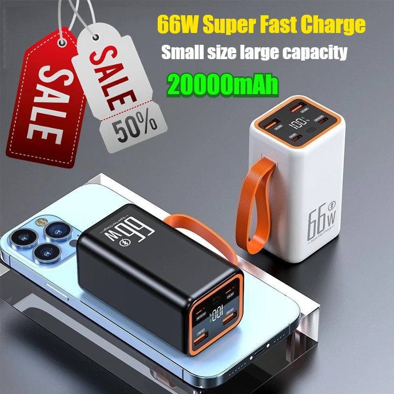 

66W Super Fast Charge 20000mAh Large Capacity Portable Power Bank for All Series of Smartphones