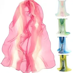 Donne Foulard gradiente tinta unita Chiffon Georgette sciarpa Bandana elegante scialle lungo Hijab estate protezione solare collo Bandana