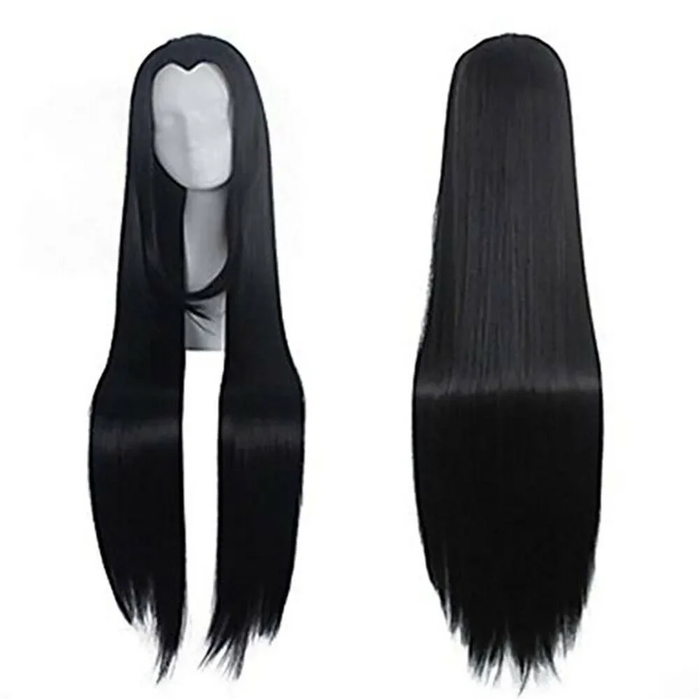 

100cm Long Straight Cosplay wigs Widow's Peak Hairpiece Anime Party Wigs 3 colorWig