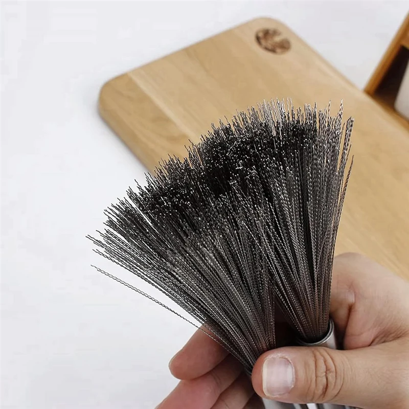 G6 Heavy-Duty Stainless Steel Wire Kitchen Brush Non-Slip Handle Durable Scrubber with Hang Hook for Dish Pot Stove