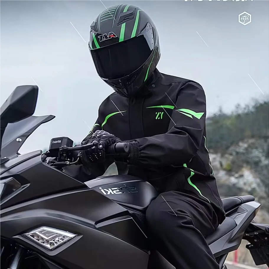 

Reflective Waterproof Raincoat And Rain Pants Set for Cycling Split-Type Storm-Resistant Outerwear