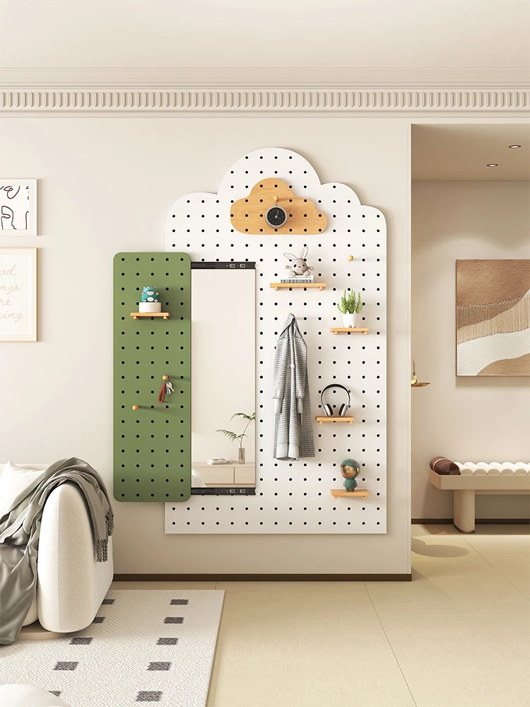 Placa de furo de madeira maciça espelho de comprimento total integrado espelho push-pull invisível entrada personalizada móvel montado na parede de comprimento total