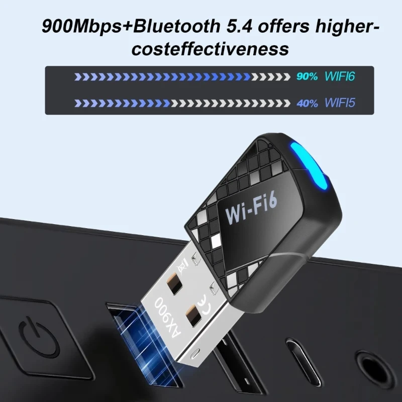 

AX900 WiFi 6 AX900 USB Bluetooth-совместимый адаптер-ключ, двухдиапазонный 2,4 ГГц