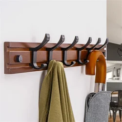 Nordic Bamboo Wall Mounted Coat Rack with Removable Hooks Clothes Hangers Hat Key Storage Holder for Hallway Furniture Hanger