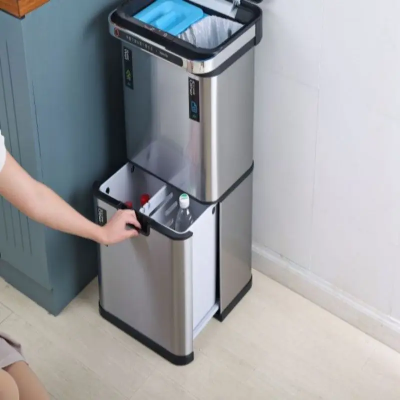 40L Stainless Steel Sensor Trash Can with Lid for Indoor Bedroom Office Use for Kitchen Waste Bin