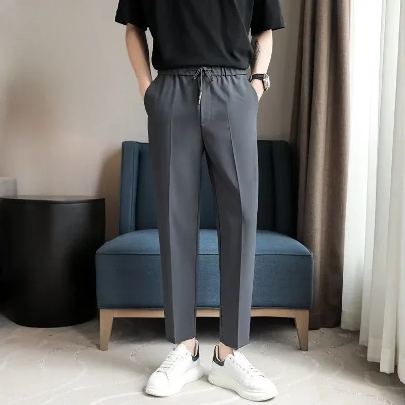 

Брюки для мужчин Серые Плюс Большой Размер Социальный Пошив Деловые Мужские Костюмы Брюки Брюки Рабочая Одежда Лето 2025 Стильный Китайский Homme