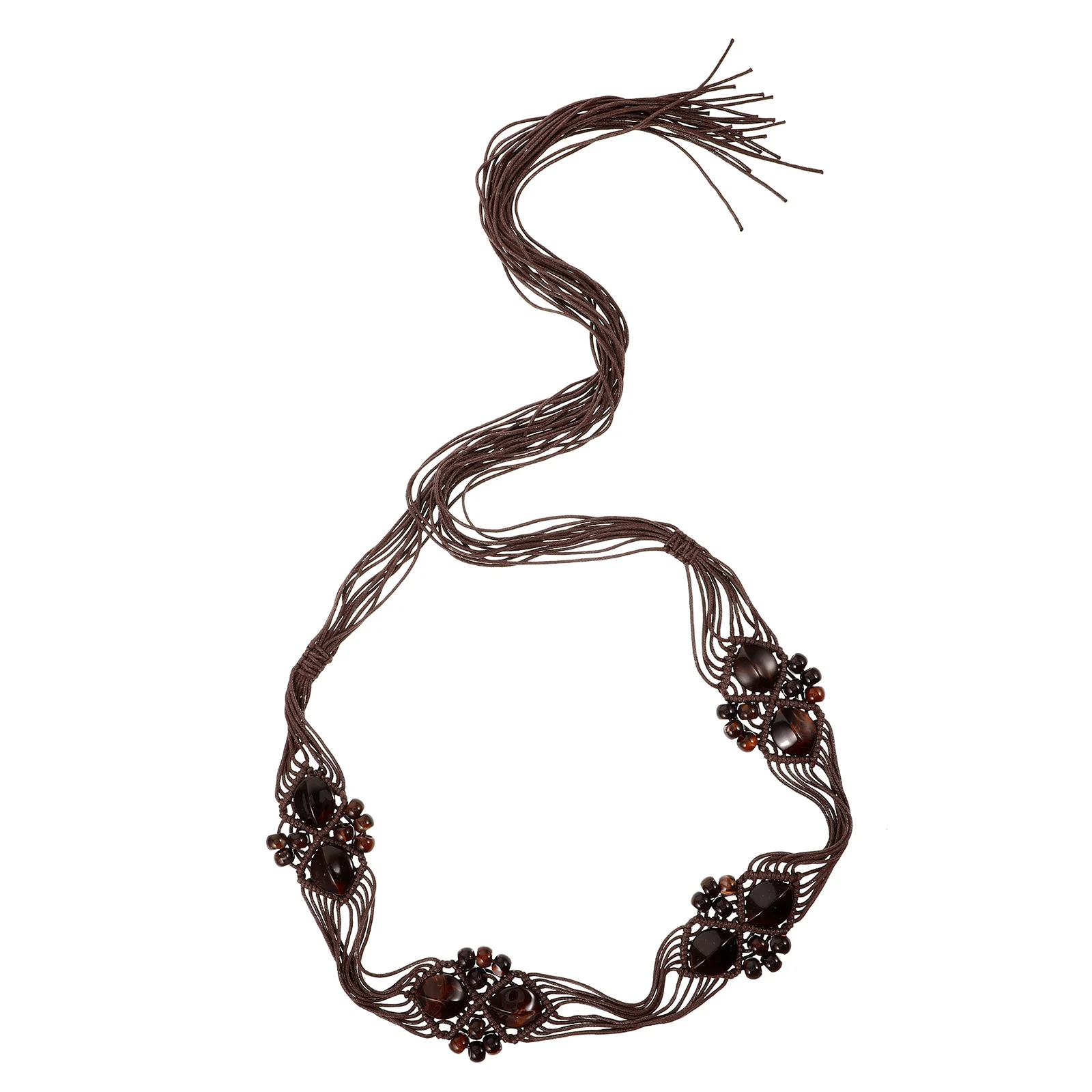 

Woven Waist Belt Bohemian Cotton Crochet Women Summer Beach Handmade Braided Beaded Sash Dress Accessory Womens Belts