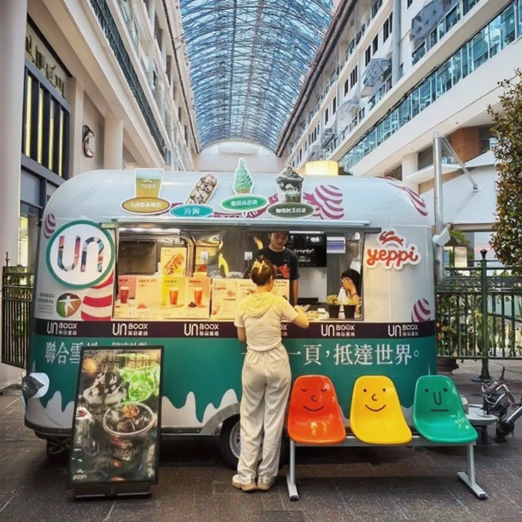 

Полностью оборудованный мобильный прицеп для еды, 2,2 м, кухонная тележка для кофе Churros, грузовик для еды для барбекю для фестивалей, уличной еды и вечеринок