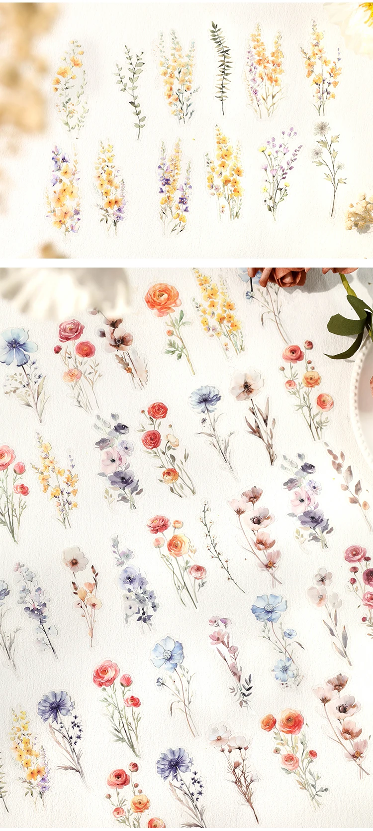 30 teile/paket Vintage Blumen PET Aufkleber DIY Dekorative Junk Journal Aufkleber Für Sammelalbum Label Tagebuch Album Planer – Detail 5