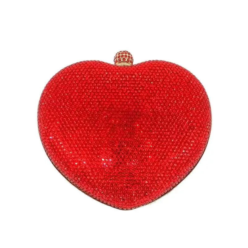 DG PEAFOWL Colourful Diamond  Women Heart Evening Bags Wedding Purse Party Dinner Crystal Handbag  GD-A-131