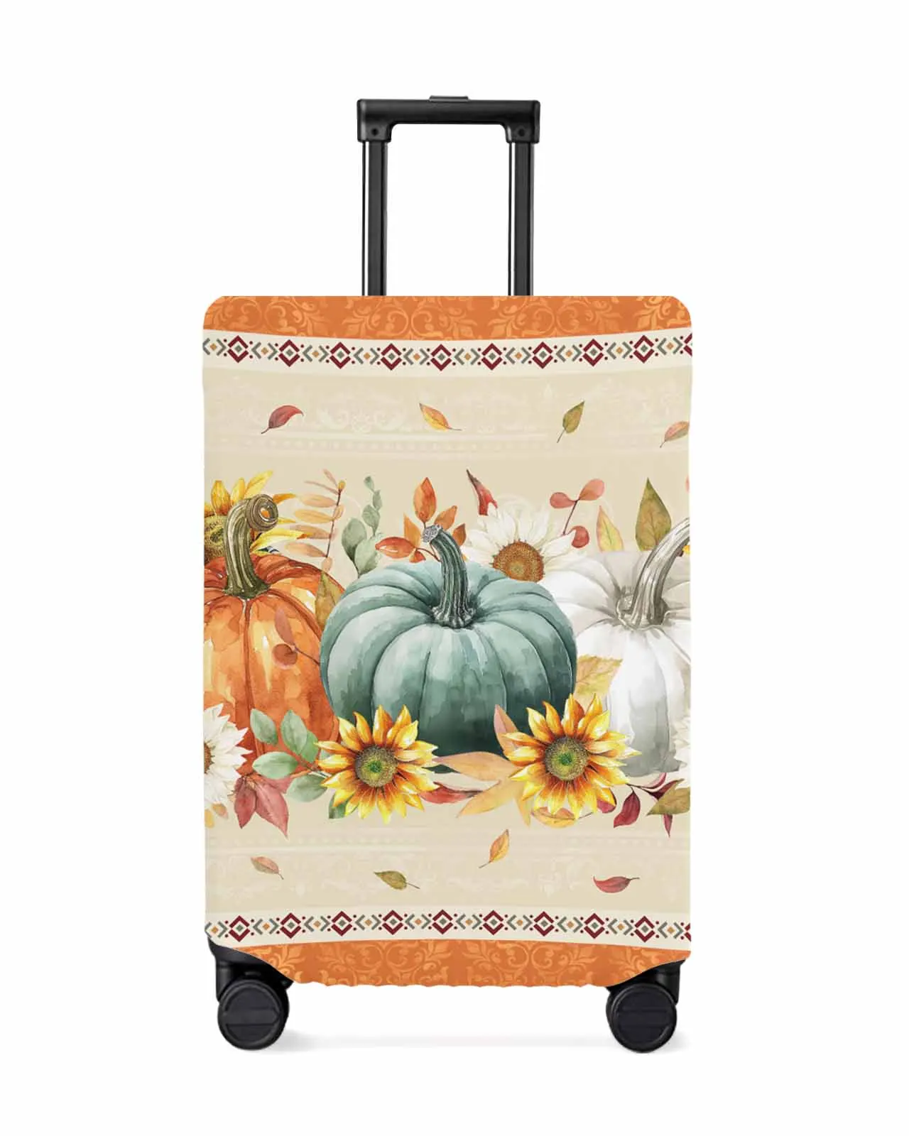 Thanksgiving Eucalyptus Leaves Autumn Pumpkin Protective Cover For Travel Accessories Suitcase Elastic Dust Case Protect Sleeve