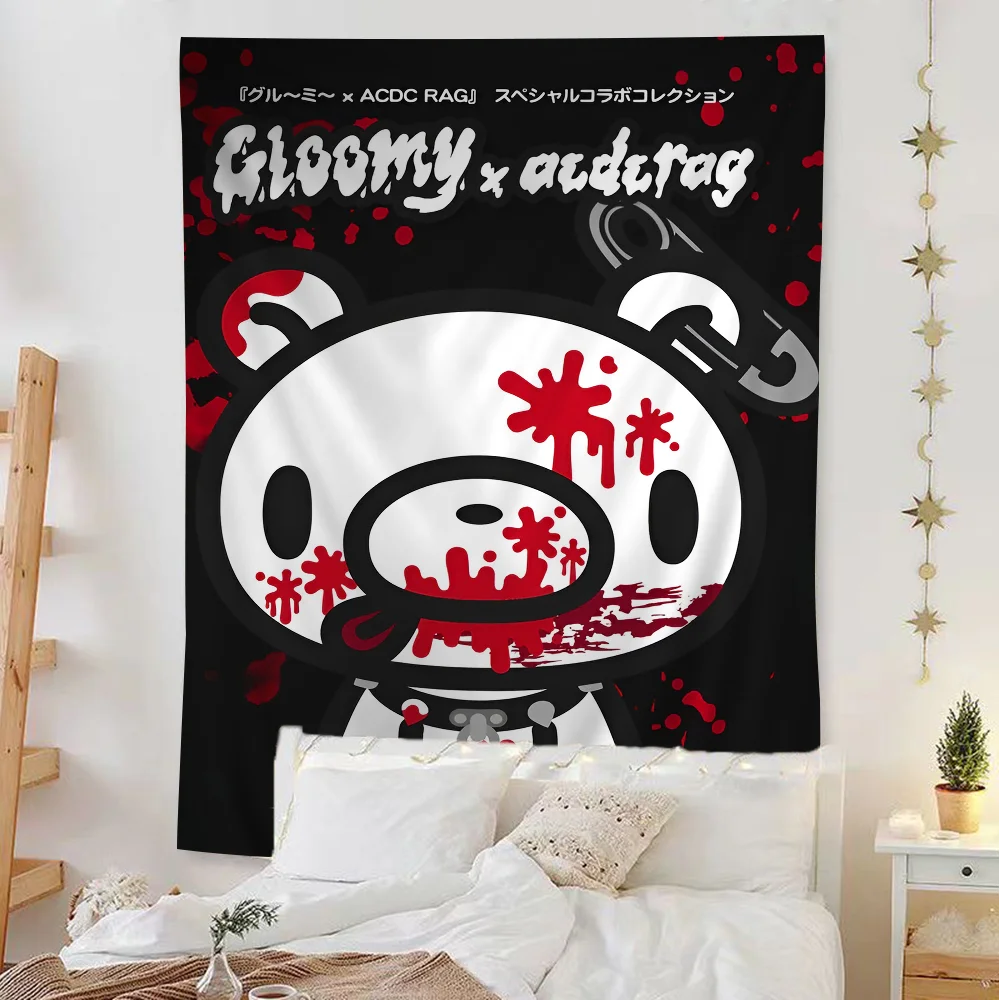Cartoon G-gloomy Bear Printed Large Wall Tapestry Indian Buddha Wall Decoration Witchcraft Bohemian Hippie Decor Blanket