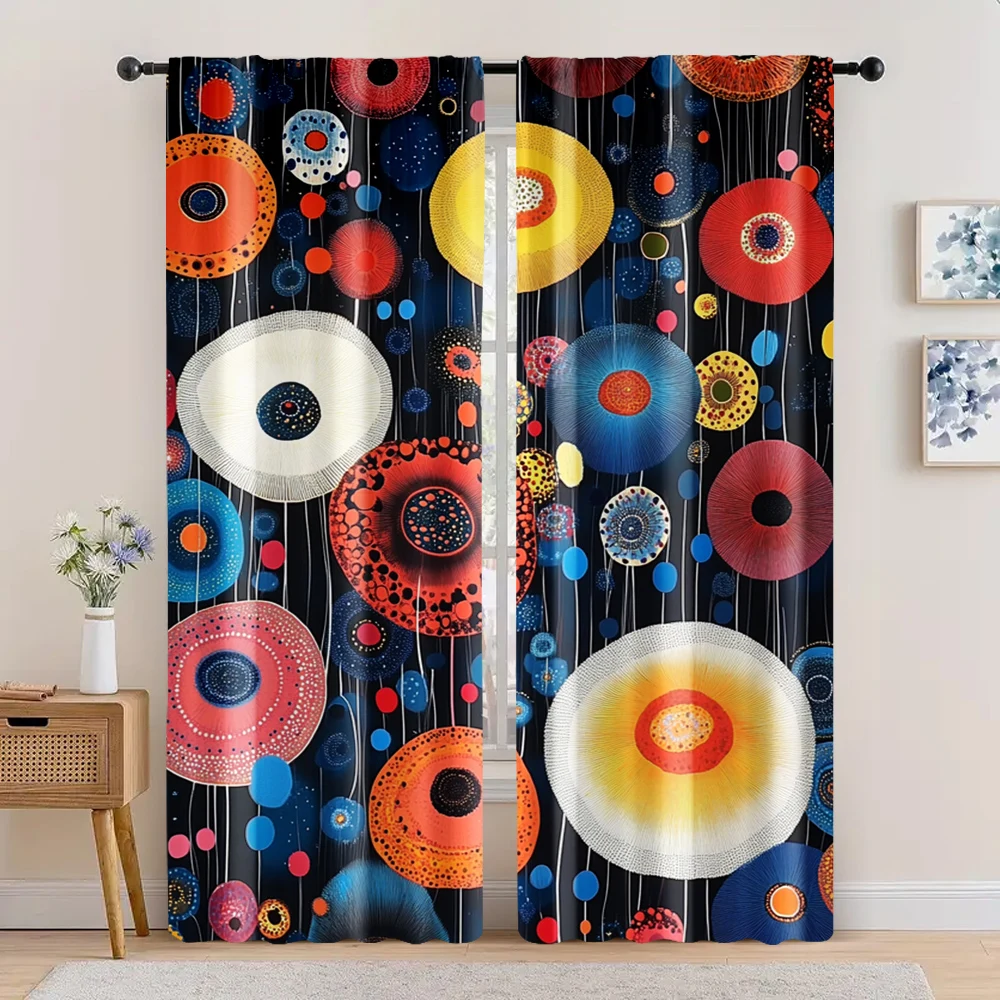 

2pc, Window Treatment Curtains Bright flowers 100% Polyester,Without Electricity Family Party Decoration for Party Decor