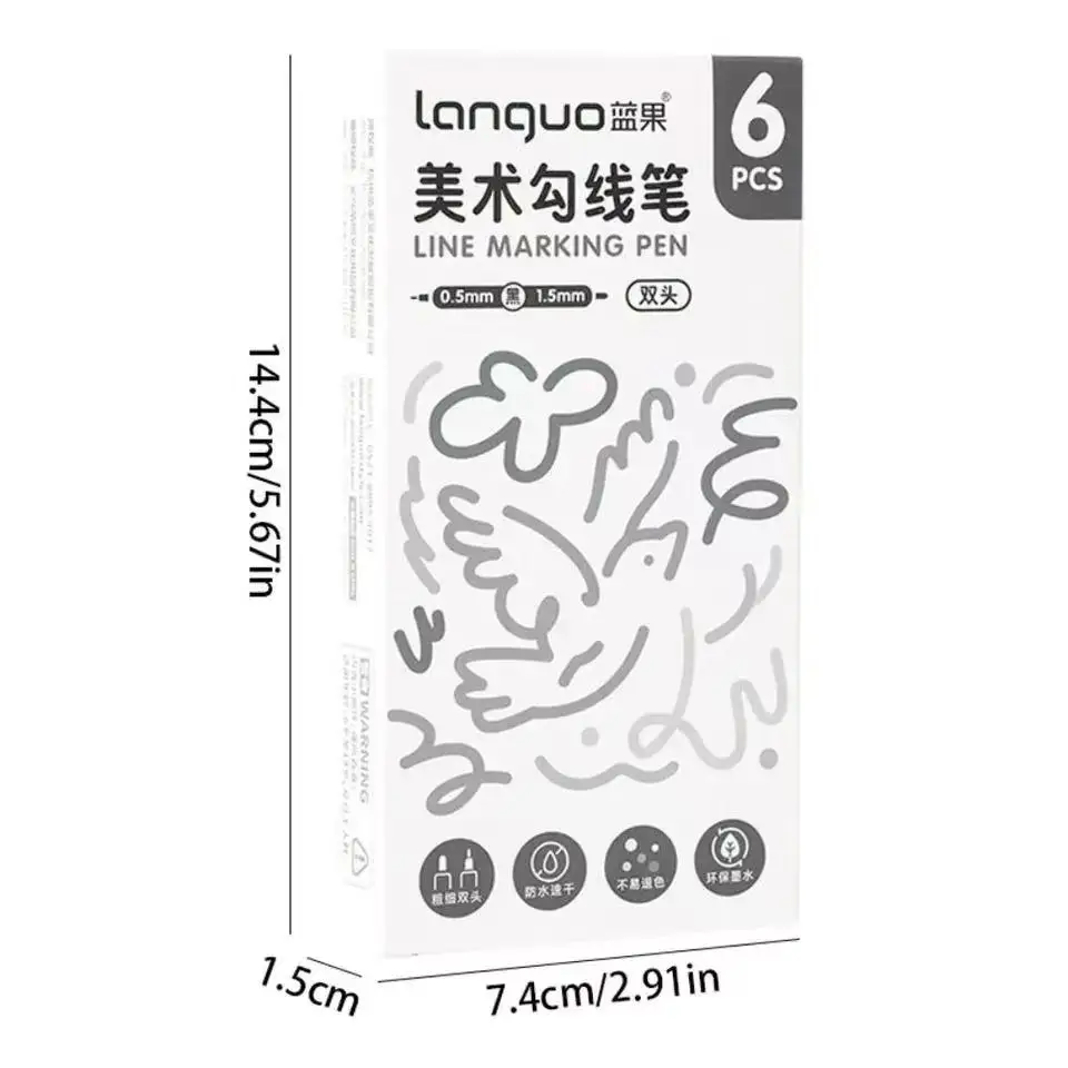 6 Pcs Minimalist Line Marker Pens, Ideal for Sketching, Drawing & Journaling, Smooth Ink Flow for