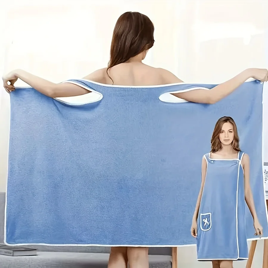 

Multi-Purpose Towel Robe - Quick-drying Microfiber Hooded Hood with Pockets and Lightweight Towel Wrap
