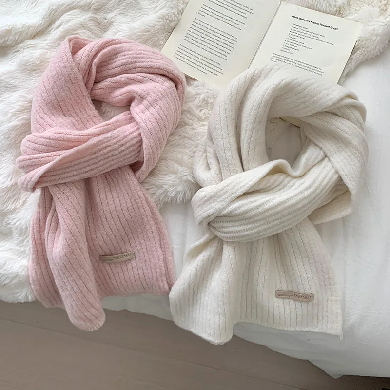 

Зимние толстые шарфы для женщин, мягкий цвет, 190*30 см, большой удобный вязаный шарф