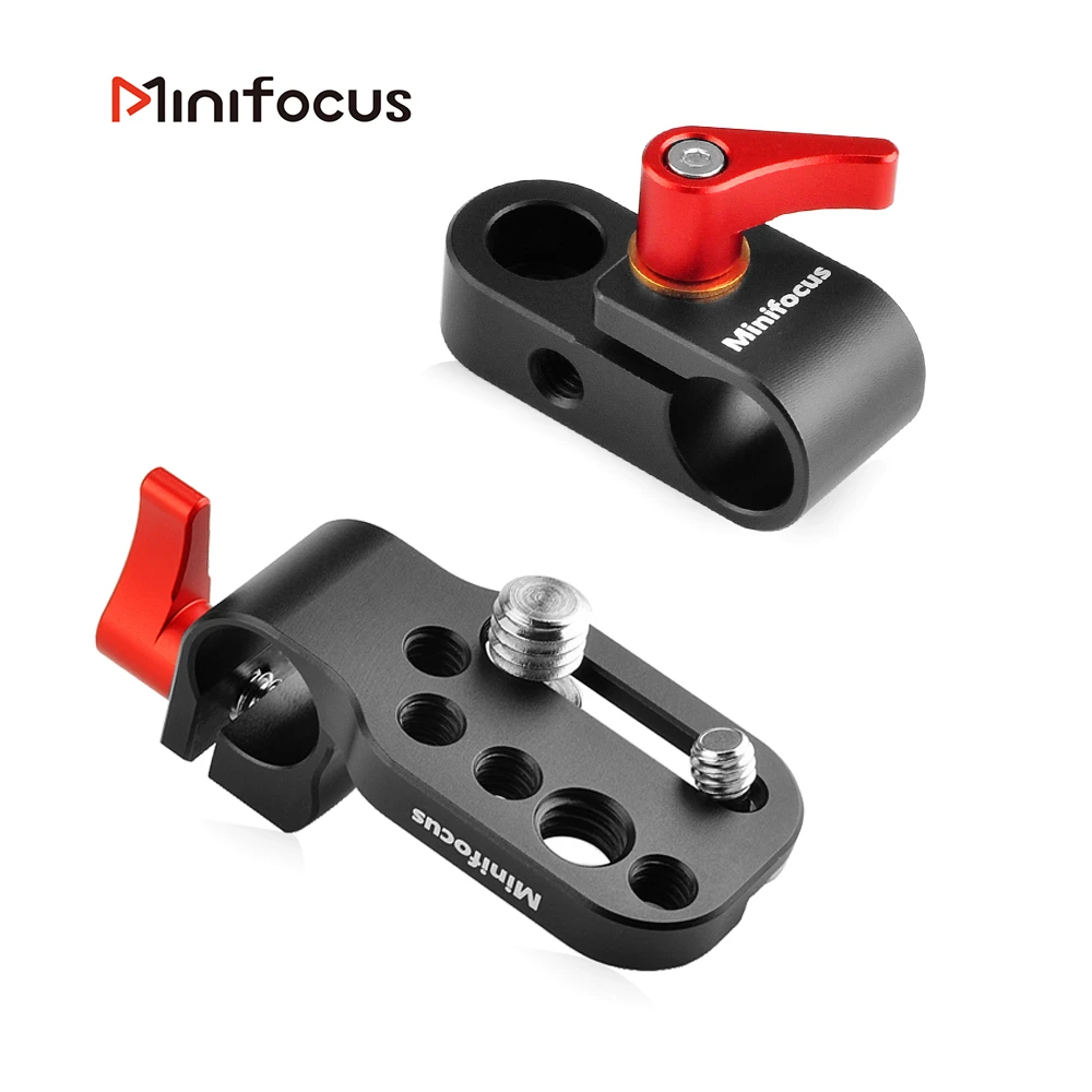 Minifocus 15mm Single Rod Clamp with 1/4 Thread Screw Hole for Camera Monitor DSLR Cage Plate Handle Grip Rail System Extension