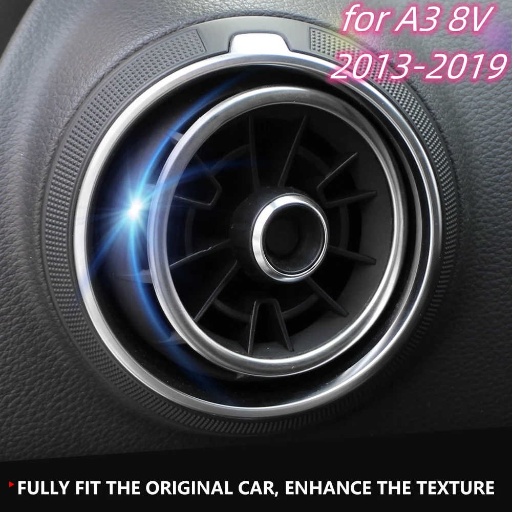 4pcs/set Stainless Steel Air Conditioning Vent Outlet Ring Cover Trim Decoration Sticker for Audi A3 8V 2013-2019 Accessories