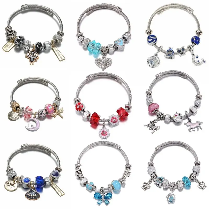 Stainless Steel Bracelet Collection Series Butterfly Shell Flower Beaded Open Bracelet Fashion Hand Accessories