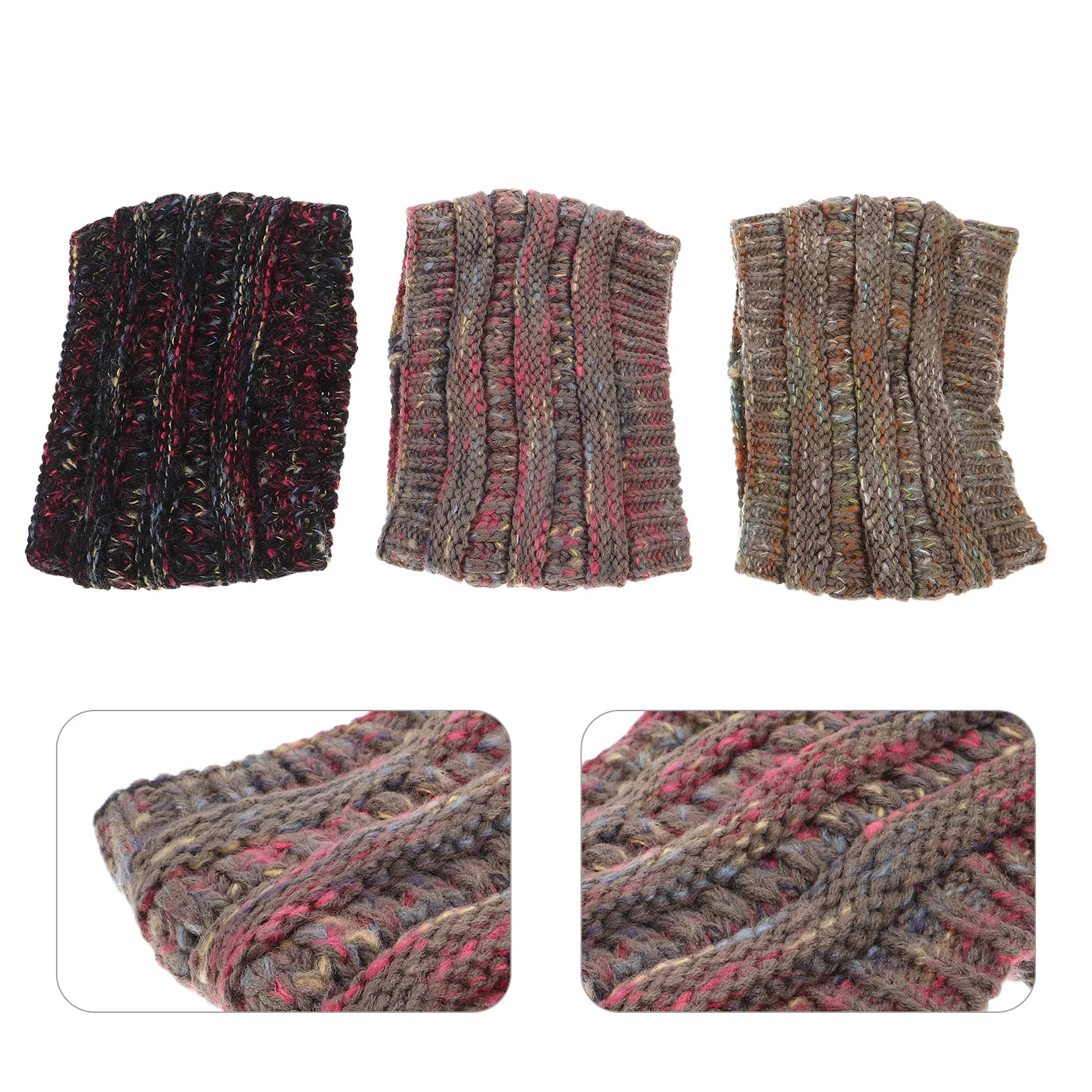 

3 шт. женских теплых вязаных повязок на голову с флисовой подкладкой, термо-грелки для ушей для холодной погоды, винтажные вязаные повязки ручной работы, зимний фестиваль