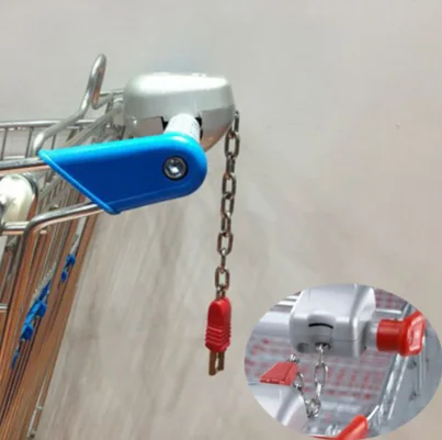 Supermarket shopping cart coin lock