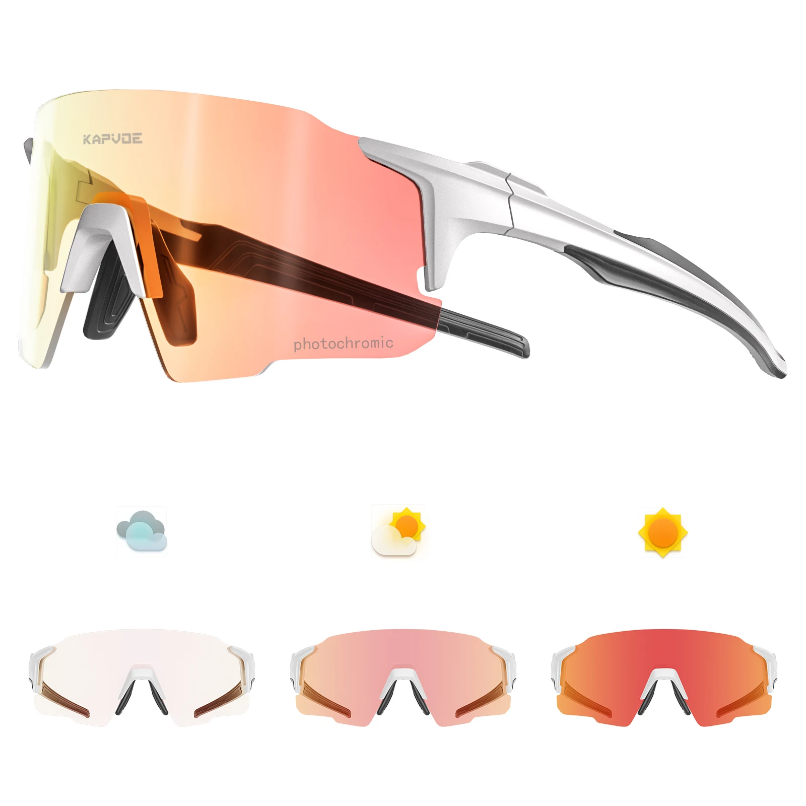 Kapvoe Photochromic Sunglasses Outdoor Cycling Sports Bike Glasses Man MTB Running Glasses Women Eyewear Bicycle UV400 Goggles