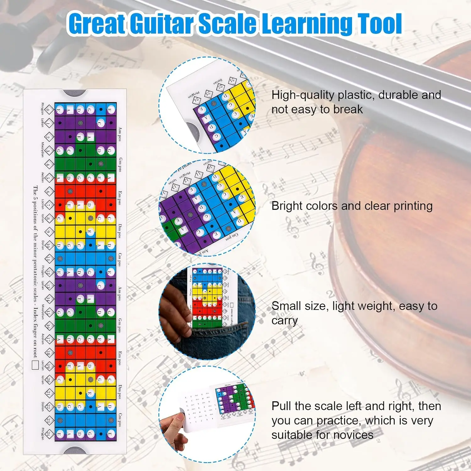 Pentatonic Sliding Ruler For Guitar Diatonic And Mode Scales Chord Learning Trainer Tool For Guitarist Of All Levels