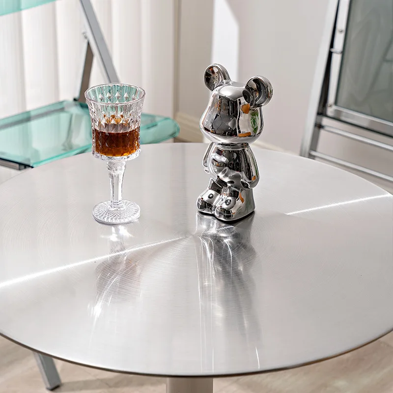 Industrial wind metal negotiation table, simple and easy to clean coffee table ins stainless steel home balcony dining table