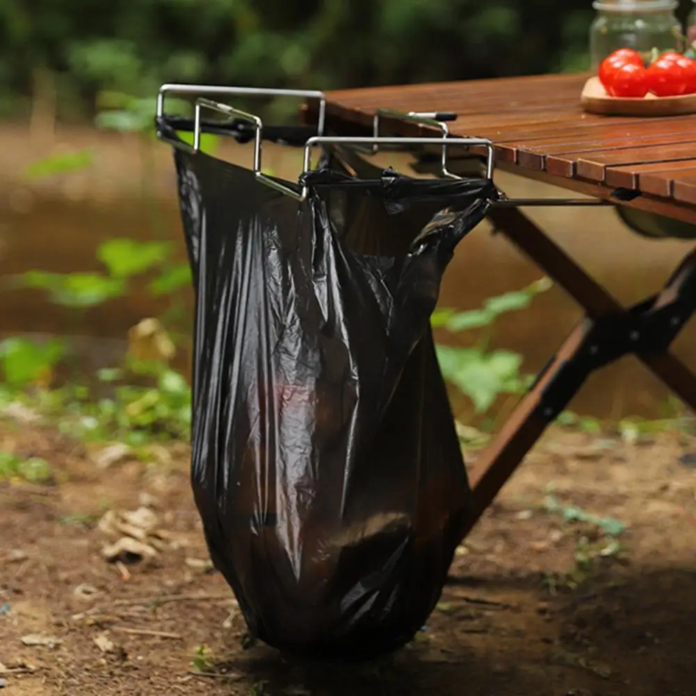 Non-slip Bag Holder Kitchen Trash Rack Garbage Bag Holder with Strong Load-bearing Bracket for Easy Installation for Camping