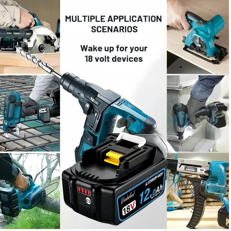 

100% replace for Makita 18V Battery, 6Ah lithium-ion battery, For Makita 18V Power Tool DDF487 DTW700 DGA405 DTD173 HR140Z