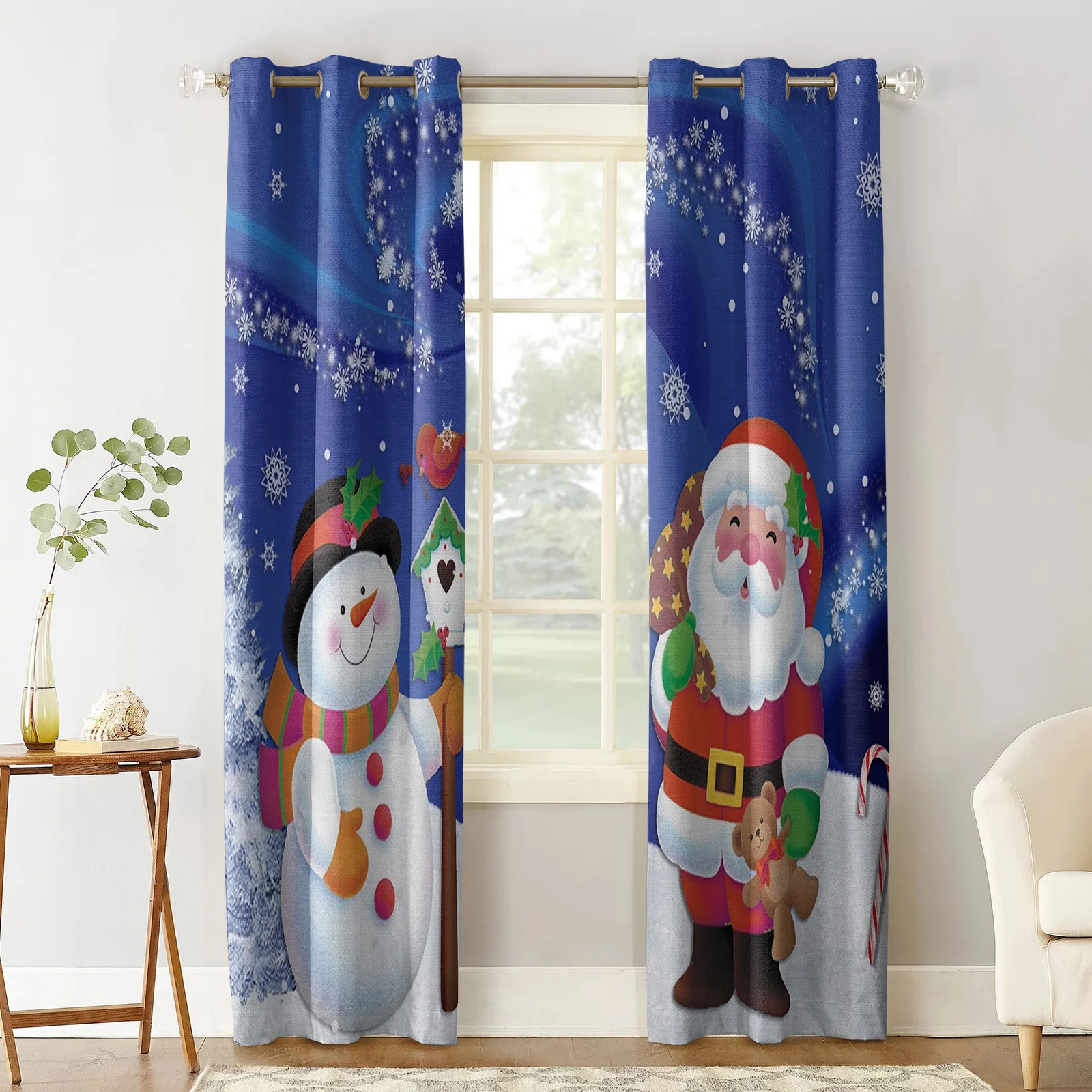 Santa Claus Christmas Decoration Christmas Blackout Curtains 3D Print Window Curtain Bedroom Living Room Decor Window Treatments